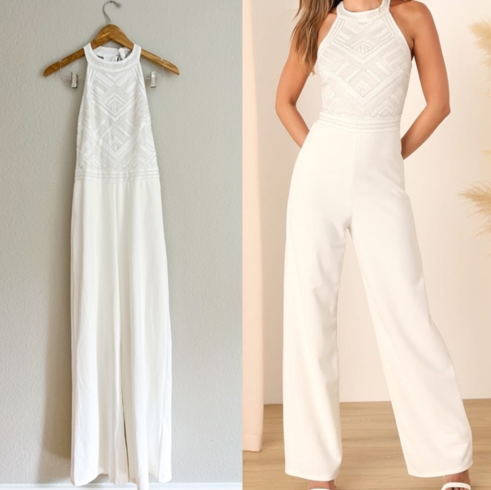 Elegant White Halter Jumpsuit